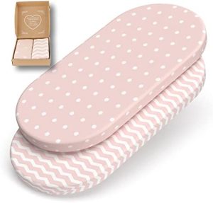 Sábanas Carrito Bebe mimaDu, Funda capazo Universal, sábanas moisés, sábanas capazo bebé, sábanas Cochecito bebé, Bajera capazo 70x32, 75x35 cm, 100% algodón Peinado Oeko-Tex (Rosa Palo)
