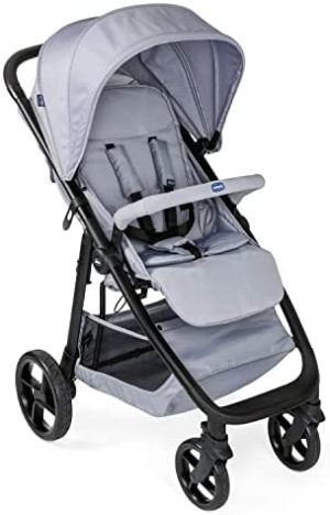 Chicco Multiride Todoterreno Silla de Paseo Ligera 0 Meses - 22 Kg, Carrito Bebé Compacto y Reclinable con Ruedas Antipinchazos, Plegado Fácil, Capota para Sol y Lluvia, Color Gris (Light Grey)
