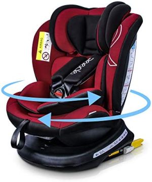 Reecle Silla de Coche Giratoria 360º con ISOFIX, Grupo 0+/1/2/3 (0~36kg), Aprox. 0-12 años (Hong)