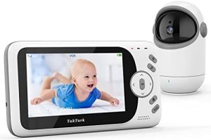 TakTark Camara Vigilancia Bebe, 4.3'' Vigilabebes con Camara Inalámbrico Bebe Monitor con Giratorio Control Remoto de la Cámara, con Visión Nocturna, Comunicación Bidireccional, VOX y Temperatura