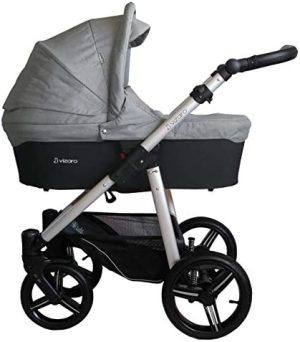 Vizaro ONYX 2022 TRÍO 3 en 1 - Cochecito Bebé GAMA ALTA - MARCA ESPAÑOLA - Ligero y funcional - Garantía 3 Años - Textil GRIS Chasis PLATEADO