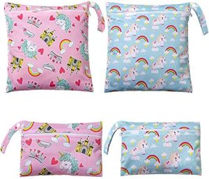 Bolsa Pañales, Comius Sharp 4 Piezas Bolsa de Pañales Reutilizable, Impermeable Organizador Pañales Bebe Bolsas Pañales, Bolsa para la Ropa de Bebé para pañales, Ropa Sucia y más (A)
