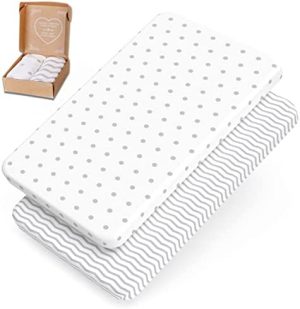 Sábanas para minicuna chicco next2me, sábanas bajeras minicuna mimaDu, sábanas Cuna, sábanas Cuna colecho 80x50, 80x53, 90x40cm, sabanas minicuna 50x80 de algodón Oeko-Tex (Zigzag, Puntos)
