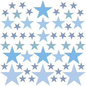 PREMYO 54 Estrellas Pegatinas Pared Infantil - Vinilos Decorativos Habitación Bebé Niños - Fácil de Poner Azul Pastel