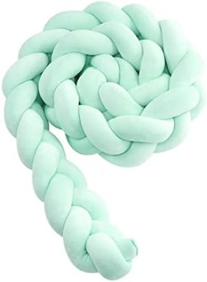 Cojines Infantiles Cojín Decorativo Serpiente De Cama Trenzada Parachoques De Cama Tejida Trenzado Esponjoso Decorar Habitacion Guardería Almohada Decoración,Verde,118.1 inches/300cm