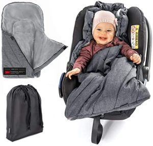 Zamboo Saco Grupo 0 Universal DELUXE - Saco Capazo Bebe Invierno con forro polar térmico - Saco Cuco bebe con capucha tipo momia y bolsa (Gris)