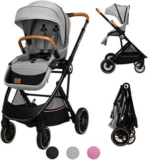 LIONELO Riya silla de paseo desde 15 kg asiento orientado en el sentido de la marcha o a contramarcha capota XXL con material protector solar ruedas PU grandes (Gris)