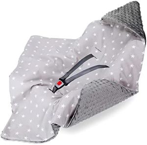 Manta para bebé 90x90 cm - saco capazo Manta Universal para bebé Asiento de Coche manta todo el año Estrellas gris