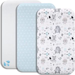 Lovely Hippo Sábanas Minicuna Compatible Chicco, Kinderkraft Hecho in EU (90 x 55 cm, Animales Azules)