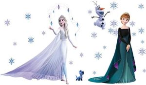 Kibi - 2 Stickers Infantiles Frozen Adhesivos Pared Decorativos Pegatinas De Pared Frozen Para La Habitación Niños Decoración De Pared Dormitorio Bebe Adhesivos de Pared Frozen