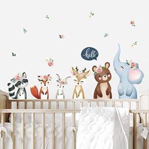 decalmile Pegatinas de Pared Animales del Bosque Vinilos Decorativos Oso Zorro Ciervo Adhesivos Pared Habitación Infantiles Niños Bebés Guardería