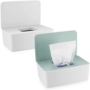 2 Piezas Caja para Toallitas Húmedas, Toallitas Dispensador, Caja de Servilletas, Dispensador de Toallitas Pañal Caja, Caja de Almacenamiento para Tejidos de Bebé