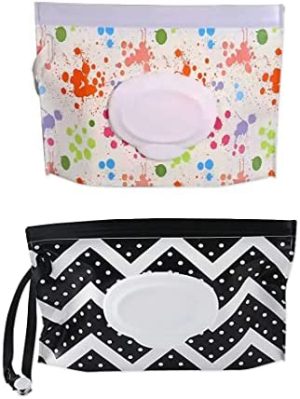 2 unidades Dispensador de Toallitas, Funda Humedas Toallitas Bebe, Bolsa Toallitas Bebe Portátil, Viajes Bebe Mojado Tejido Caja, con Estuche para Porta Toallitas Reutilizable y Rellenable