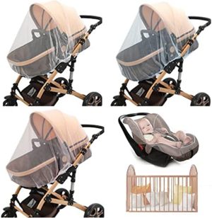 AMANMAN 3 Piezas Mosquitera Universal Carro Bebe Mosquitera Cochecito Bebé Red Antiinsectos Elástica y Lavable Protección Picaduras para Capazos, Silla de Paseo, Carrito, Cuna de Viaje