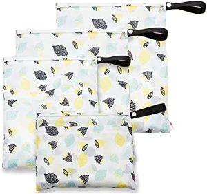AUPOWER Bolsas húmedas de Tela 4 Unidades Bolsas húmedas Reutilizables Impermeables para bebé, Playa, Piscina, guardería, Gimnasio, Viajes