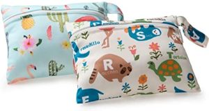AVG | Bolsa Impermeable de tela [2pcs] - Organizador de Pañales o Ropa para Guardería y Colegio - Neceser Viaje - Playa - Piscina - Deporte - Bolsa Pañales de Tela para Bebe - Bolsa Merienda Infantil.