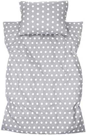 Amilian Ropa de cama infantil de 2 piezas, 100% algodón, ropa de cama para bebé, funda nórdica de 100 x 135 cm, funda de almohada de 40 x 60 cm, con cierre de hotel, puntos, gris