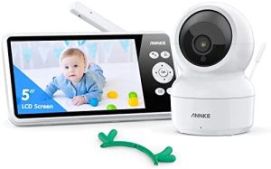Annke Camara Vigilancia Bebe 720P 5" HD Pantalla, Cámara 1080p con Visión Nocturna, Audio Bidireccional, Zoom 2X Remoto de Inclinación Pan, Canción de Cuna, no Necesita WiFi/aplicación