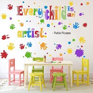 Arquiel Pegatinas de Pared Colorido Handprint Frases Vinilos Decorativos Citas Inspiradora Adhesivos Pared Habitación Infantil Bebé Dormitorio Decoración