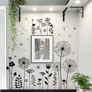 Arquiel Pegatinas de Pared Dandelion Vinilos Decorativos Diente de León de Flores Adhesivos Pared para Dormitorio Salón Habitación Armario
