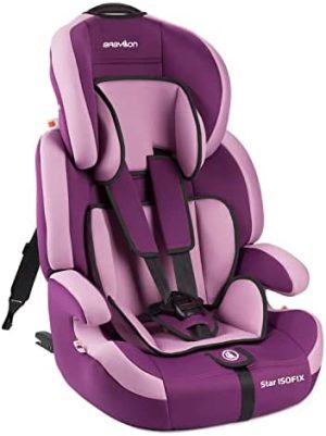 BABYLON silla coche Star ISOFIX. Silla coche bebe para Niños 9-36 kg. Silla coche grupo 1-2-3 isofix. Silla bebe coche ECE R44 / 04 Púrpura