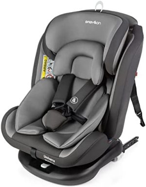 BABYLON silla coche grupo 0+/1/2/3 Univers Isofix, silla de bebe para coche Niños 0-36 kg (0 a 12 años). silla coche isofix fabricada en Europa. ECE R44/0 gris/gris claro