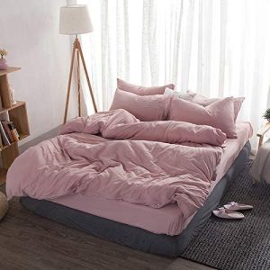 BH-JJSMGS Funda nórdica y Funda de Almohada sólidas, Microfibra Suave cómoda y Simple, Polvo de Arte 180 * 220 cm