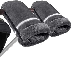BTNEEU Manoplas Carro Bebe Guantes Carro Bebe Invierno Impermeables Anticongelantes Guantes de Cochecito con Cálido Forro Polar Cortavientos Guantes de Silla de Paseo Accesorios para Cochecito (Gris)