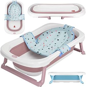 Bañera plegable bebé de BEARTOP | 50 L | incl. asiento bañera bebe | ergonomía & ahorro de espacio | especialmente estable | baby bath tub | regalos bebe | adaptador bañera bebe, reductor bañera