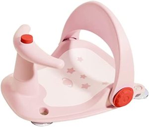 Bebamour Asiento de baño para bebé de 6 meses más soporte plegable bañera de bebé con fuerte succión diseñada por aerosol de apoyo de baño para bebé, silla de baño antideslizante para bebé,Pink