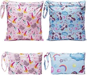 Bolsa Pañales, Comius Sharp 4 Piezas Bolsa de Pañales Reutilizable, Impermeable Organizador Pañales Bebe Bolsas Pañales, Bolsa para la Ropa de Bebé para pañales, Ropa Sucia y más (B)