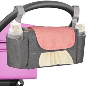 Bolsa de Almacenamiento para Cochecito, Bolsa Multifuncional para bebé, Organizador de Cochecito de Gran Capacidad con portabotellas para pañal, pañal, Organizador Universal para Cochecito