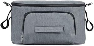 Bolsa multifunción para bebé, bolsa de almacenamiento de cochecito de bebé, bolsa de pañales, colgador de cochecito colgante, impermeable, universal (gris)
