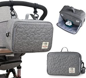 Bolso Carro Bebé, Multifuncional Bolsa Organizadora de Cochecitos con Correa y 2 ganchos para el Hombro,Universal Impermeable Bolsa Organizador de Cochecito,Utilizado como bolso de mano,Gran Capacidad