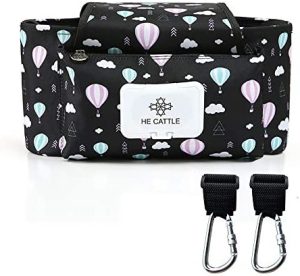 Bolsos Carro Bebé Universal con Correa Para el Hombro y Engancha de Cochecito Ganchos, Bolsas Paseo Organizador de Cochecito, Bebé Bolsa de Almacenamiento de Pañales (hot air balloon)