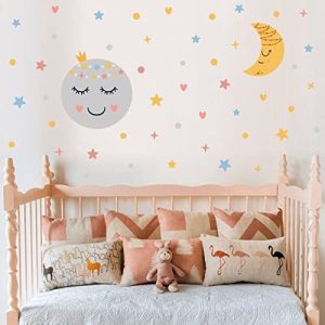 BuerHomie Pegatinas Pared Decorativas Infantiles, Sol Luna Estrella Adesivos Paredes Decoración para Dormitorio Habitation Bebé Niña Niño