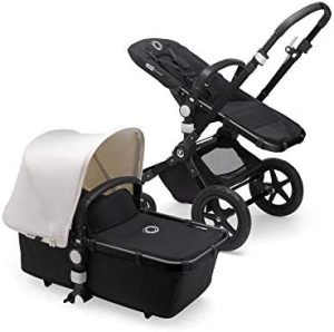Bugaboo Cameleon 3 Plus, Cochecito 2 en 1 Fácil y Versátil: Cochecito, Carrito Confort y Carricoche, Chasis Negro y Capota Blanco Fresco para el Sol