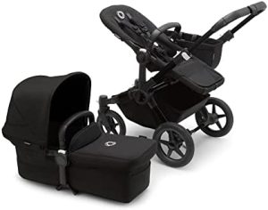 Bugaboo Donkey 5 Mono, Convertible En Carrito Doble De Lado a Lado, Diseño Mejorado, Silla Reversible, Dirección a Una Mano y Cesta Lateral, Midnight Black