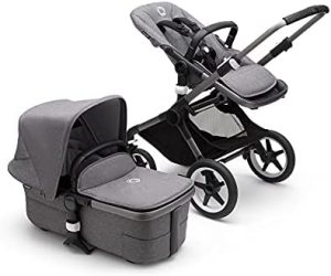 Bugaboo Fox 3, nuestro sistema de viaje 2-en-1 más cómodo: carrito todoterreno, capazo con ventilación avanzada, chasis grafito, capazo y capota Grey Melange