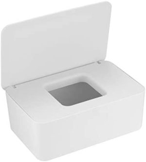 Caja para Toallitas Húmedas, Toallitas Dispensador, Caja de Servilletas, Dispensador de Toallitas Pañal Caja, Caja de Almacenamiento para Tejidos de Bebé - Blanco
