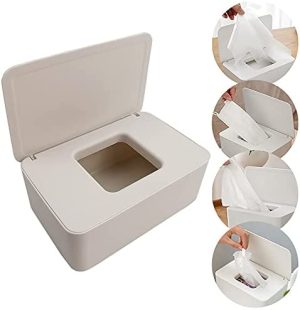 Caja para Toallitas Húmedas，Caja de almacenamiento de pañuelos Dispensador de toallitas humedas Caja de servilletas Caja toallitas，para Oficina en Casa (white)