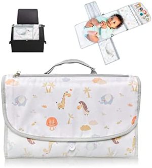 Cambiador bebe portatil acolchado XL - Cambiador bebe plegable impermeable-Cambiador de pañales desmontable como neceser para artículos de bebé ideal como regalo original para bebés recien nacidos