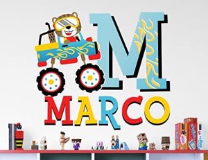 Carro Vinilos de Pared Decorativos Nombre Personalizado Cuarto de Niño - Pegatinas Infantiles Pared Decoracion Vinilo - Pegatinas Decorativas Pared Infantil