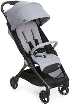 Chicco WE Silla de Paseo Ligera y Plegable Apta de 0 Meses a 22 Kg, Carro de Bebé de Viaje Reclinable con Posición para Dormir, Arnés Acolchado, Capota y Cubierta para Lluvia - Gris (Cool Grey)