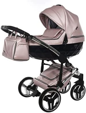 Cochecito de bebé Junama Diamond Fluo Line 3en1 carro trio (rosa)