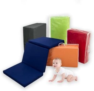 Colchon de Cuna Parque Infantil 60 x 120 cm | Colchon de Cuna de Viaje Plegable para Bebé | con Bolsa de Transporte y Funda 3D Antiasfixia Color Gris | Grosor 6 cm