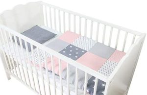 Conjunto de ropa de cuna de ULLENBOOM ® con rosa gris (juego de 2 piezas para cuna: funda de almohada de 35 x 40 cm y funda nórdica de 80 x 80 cm)