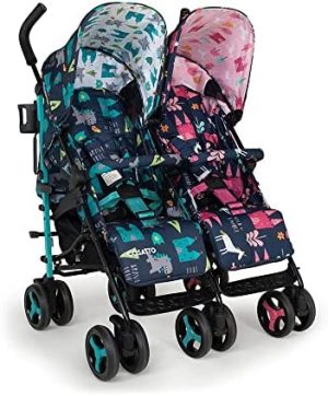 Cosatto Silla de Paseo Doble Supa Dupa, Apta de 0 a 25 kg, Ligera y Con Plegado Compacto, Incluye Saco, Portavasos y 2 Protectores de Lluevia, Estampado Fairy Tale