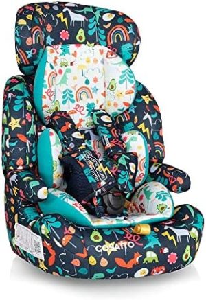 Cosatto Zoomi Silla de Coche, Grupos 1/2/3, Apta Desde Los 9 Hasta Los 36 kg, de 9 Meses a 12 Años, Protección Lateral Contra Impactos, Erf Posición a Contramarcha, Estampado Cosatto Carnival
