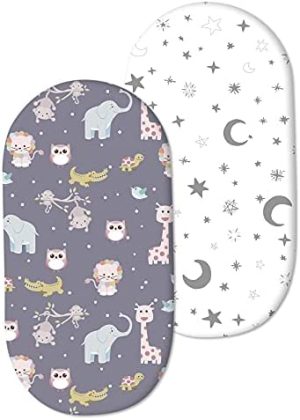 Couxily Sábana Minicuna Sabanas Carrito Bebe Sabana Capazo Bebe 100% Algodón Sabana Bajera Minicuna 70x37 cm / 80x40 cm / 78x36 cm / 80x46 cm / 75x33 cm (B05-2 Piezas)